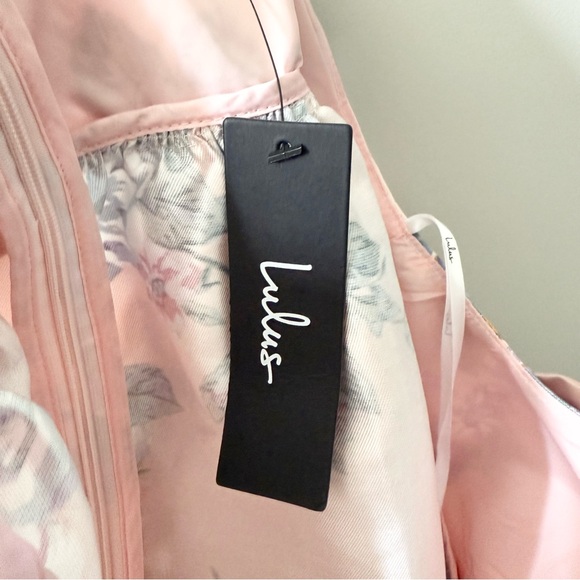 NWT Lulu’s Unbelievably Lovely Pink Floral Babydoll Empire Waist Mini Dress XL - Picture 5 of 8